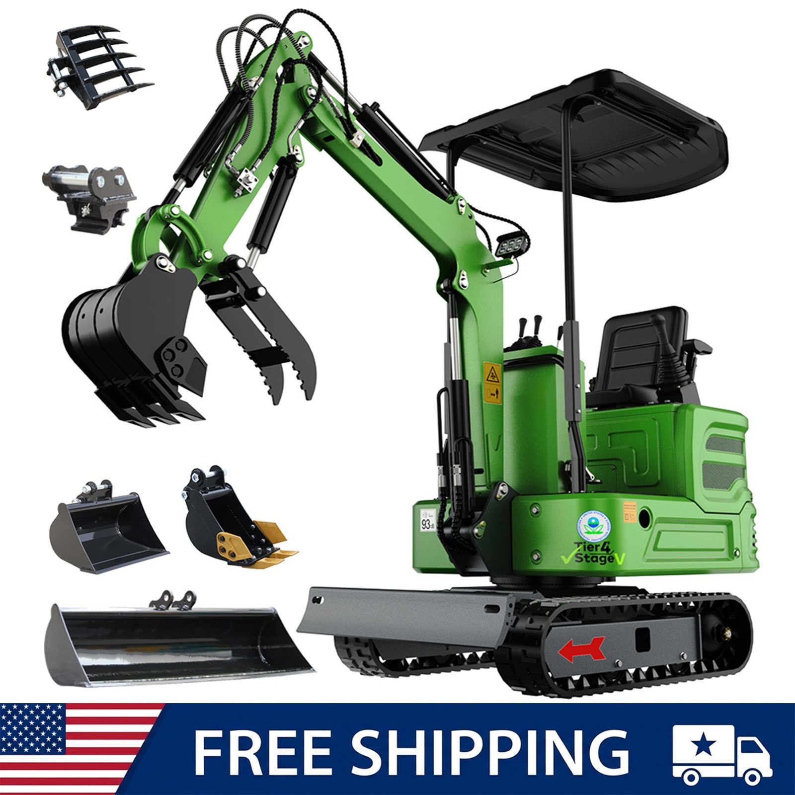 FREE SHIP 13.5HP B&S Mini Excavator Crawler Tracked Hydraulic Digger + Attachmet