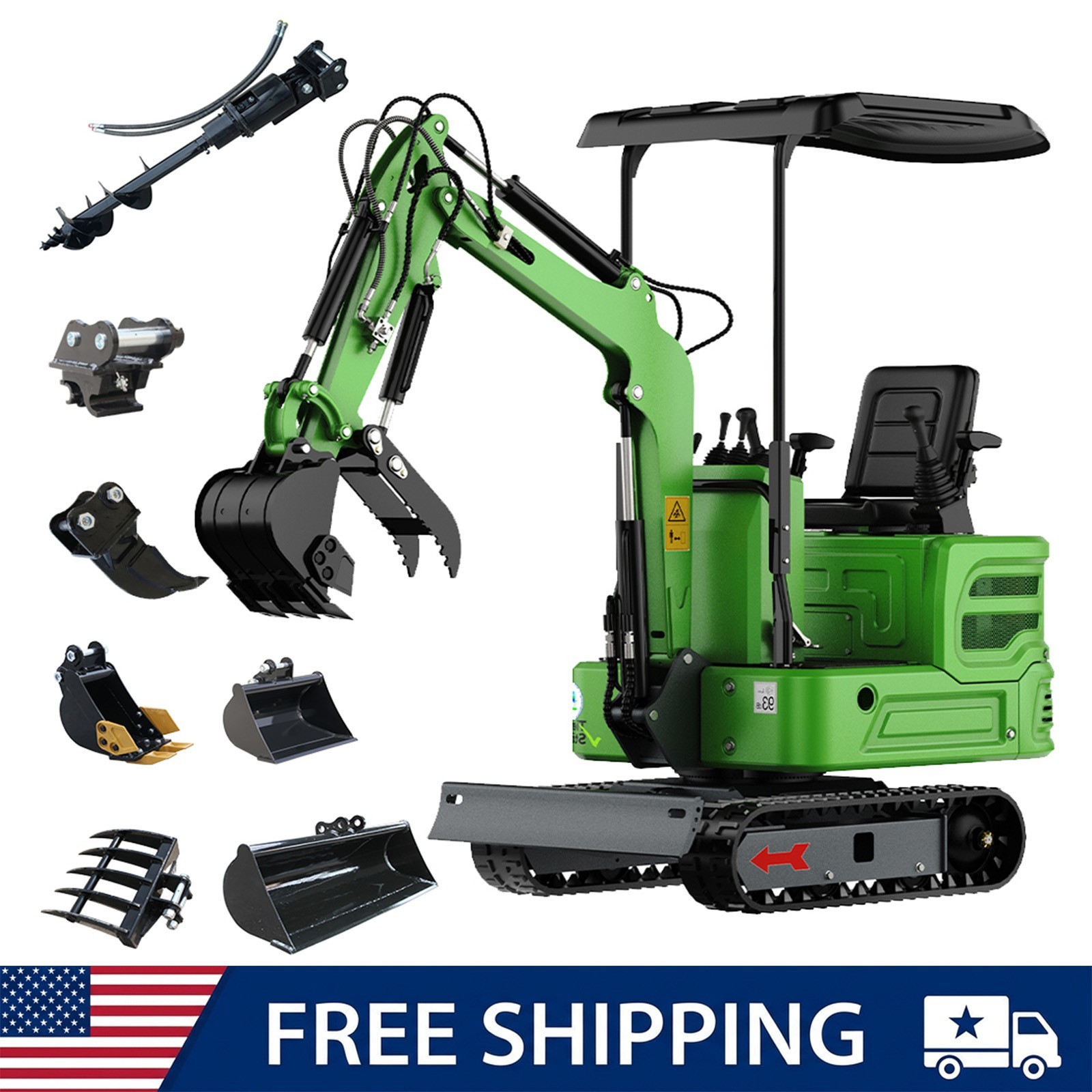 FREE SHIP 13.5HP B&S Mini Excavator 1Ton Crawler Tracked Hydraulic Pilot Digger