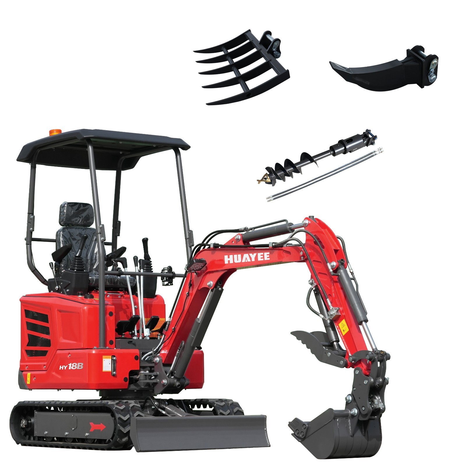 FREE SHIP 1.8Ton Diesel Mini Excavator Kubota D722 Engine+Ripper+AUGER+Rake