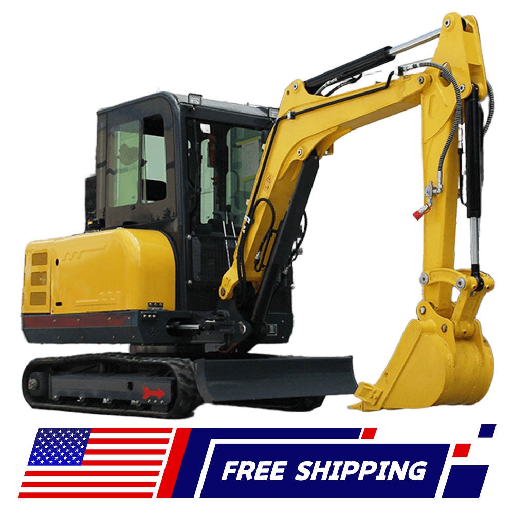 FREE SHIP 3.5Ton Mini Excavator 7700lb Tracked Crawler Digger Kubota Diesel 25HP
