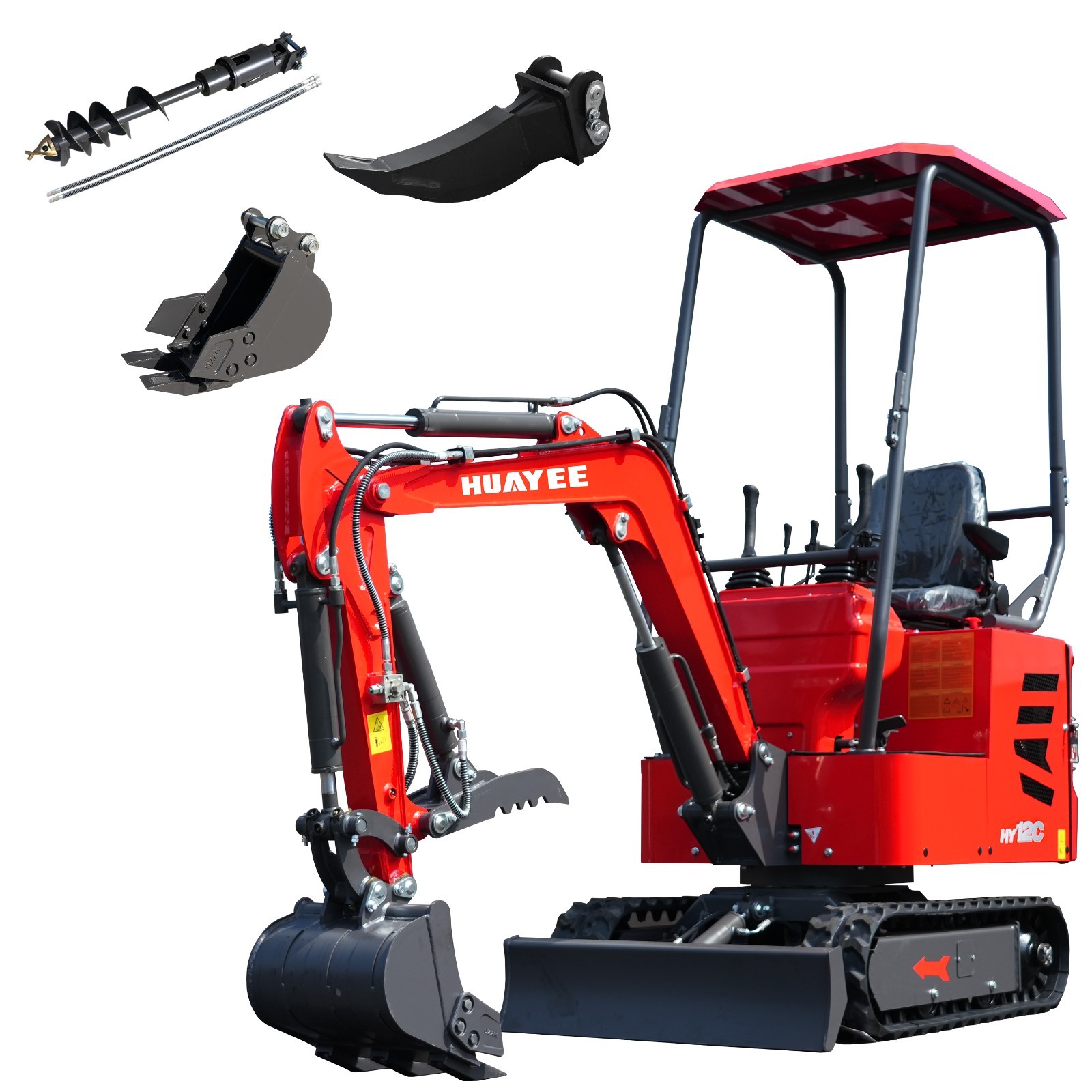 HY12C  Mini Excavator 1.2Ton 13.5hp Gas EPA Engine+200mmbucket+ripper+Auger