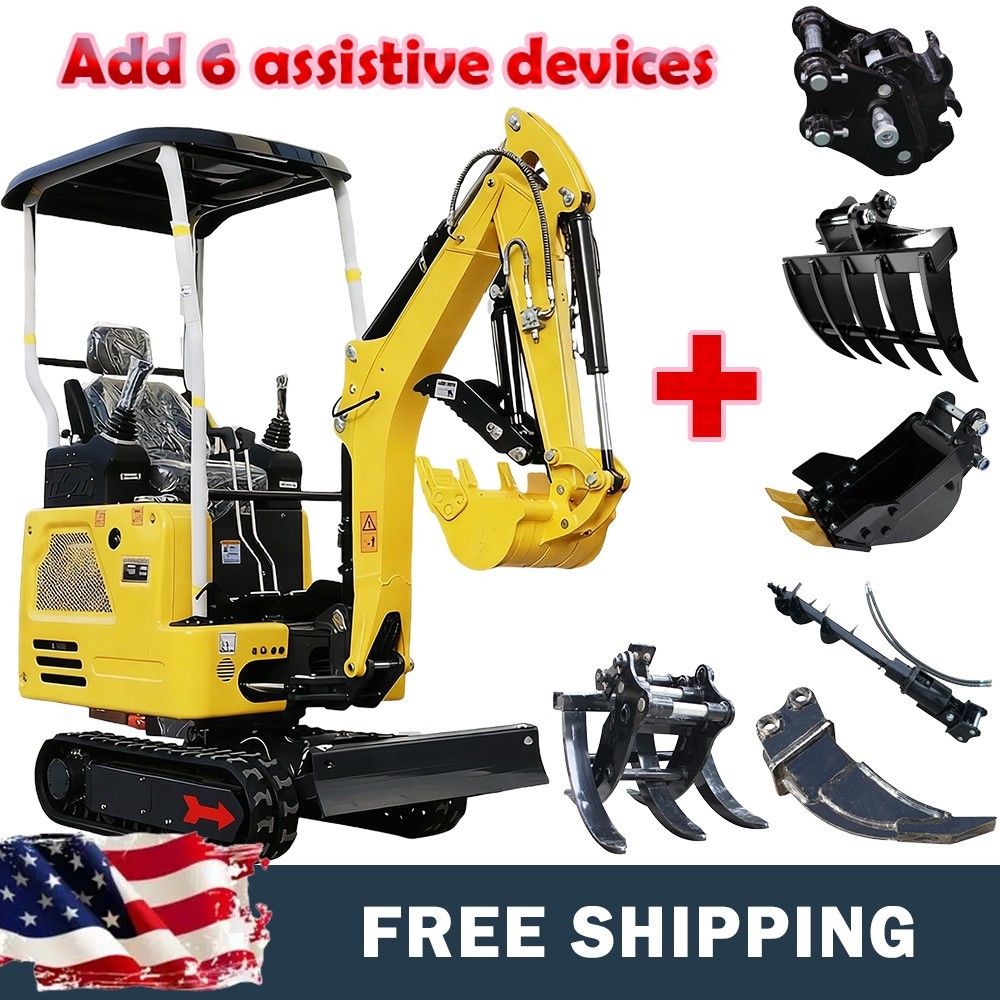 Mini Excavator 1.8 Ton Tracked Digger KUBOTA Diesel Engine +6 assistive devices