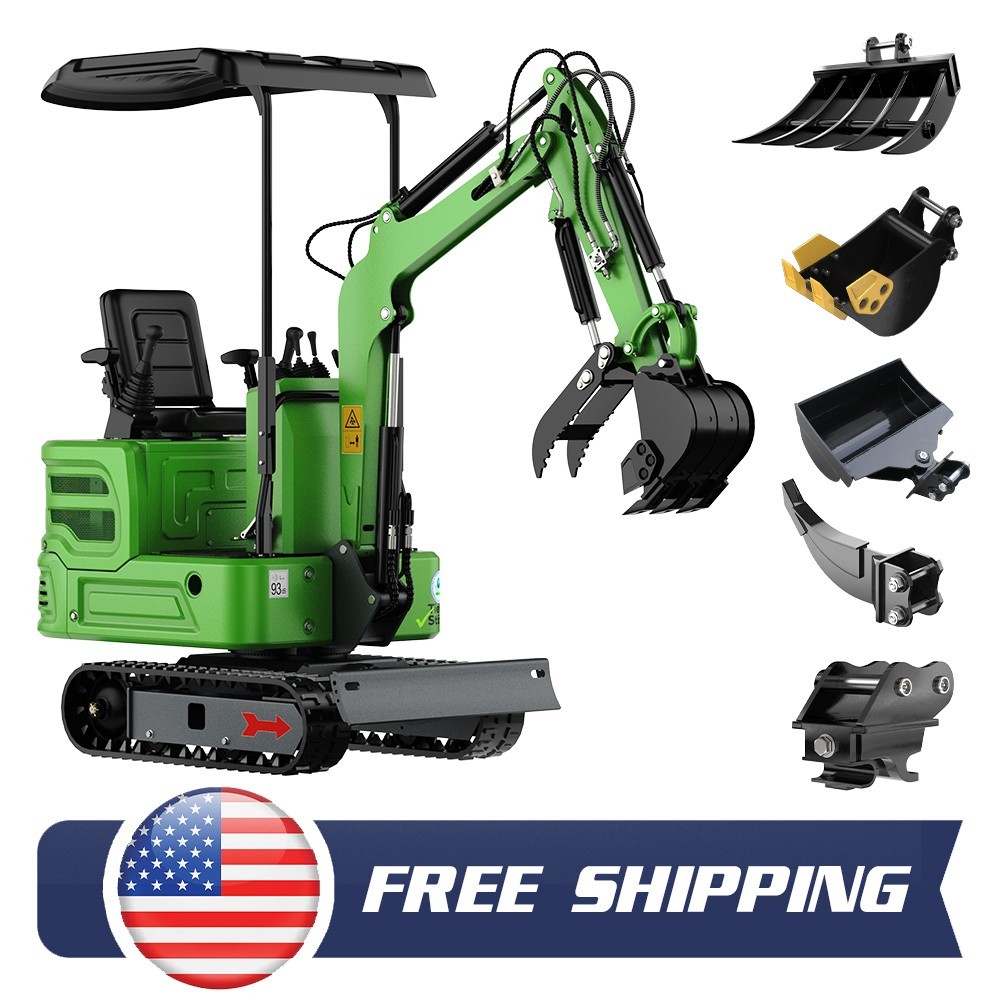 Mini Excavator 1 Ton Digger 13.5hp Gas Tracked Crawler B&S EPA Engine Free Ship