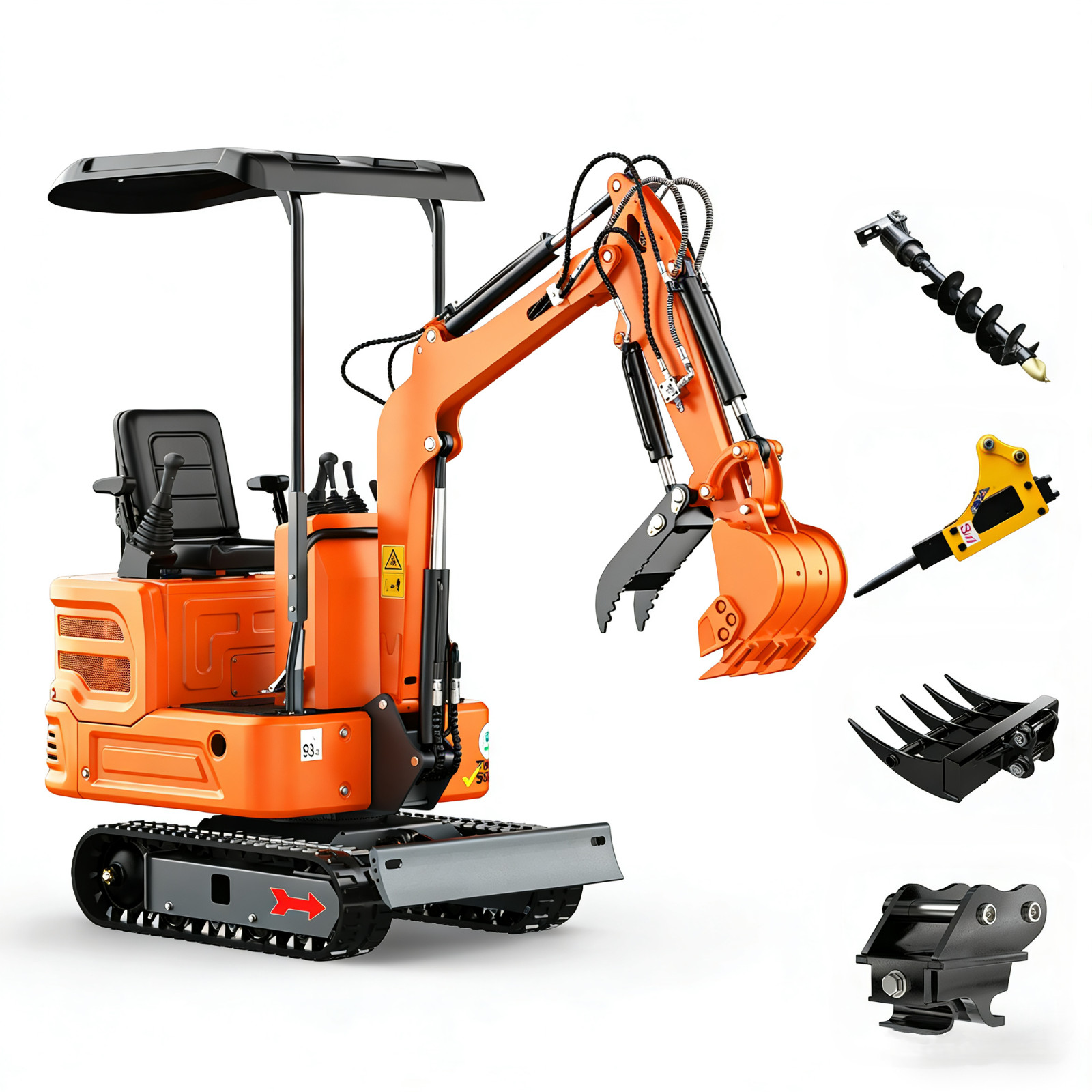 Free Ship 13.5HP B&S Mini Excavator Crawler Tracked Small Digger Hydraulic Thumb