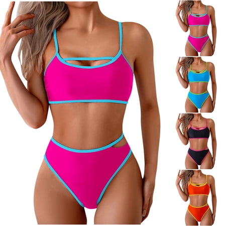 UTSJKR Two Piece Swimsuit for Women High Waist Bathing Suit Bottom Full Coverage Swimsuit 2 Piece High Cut Swim Suits Black M