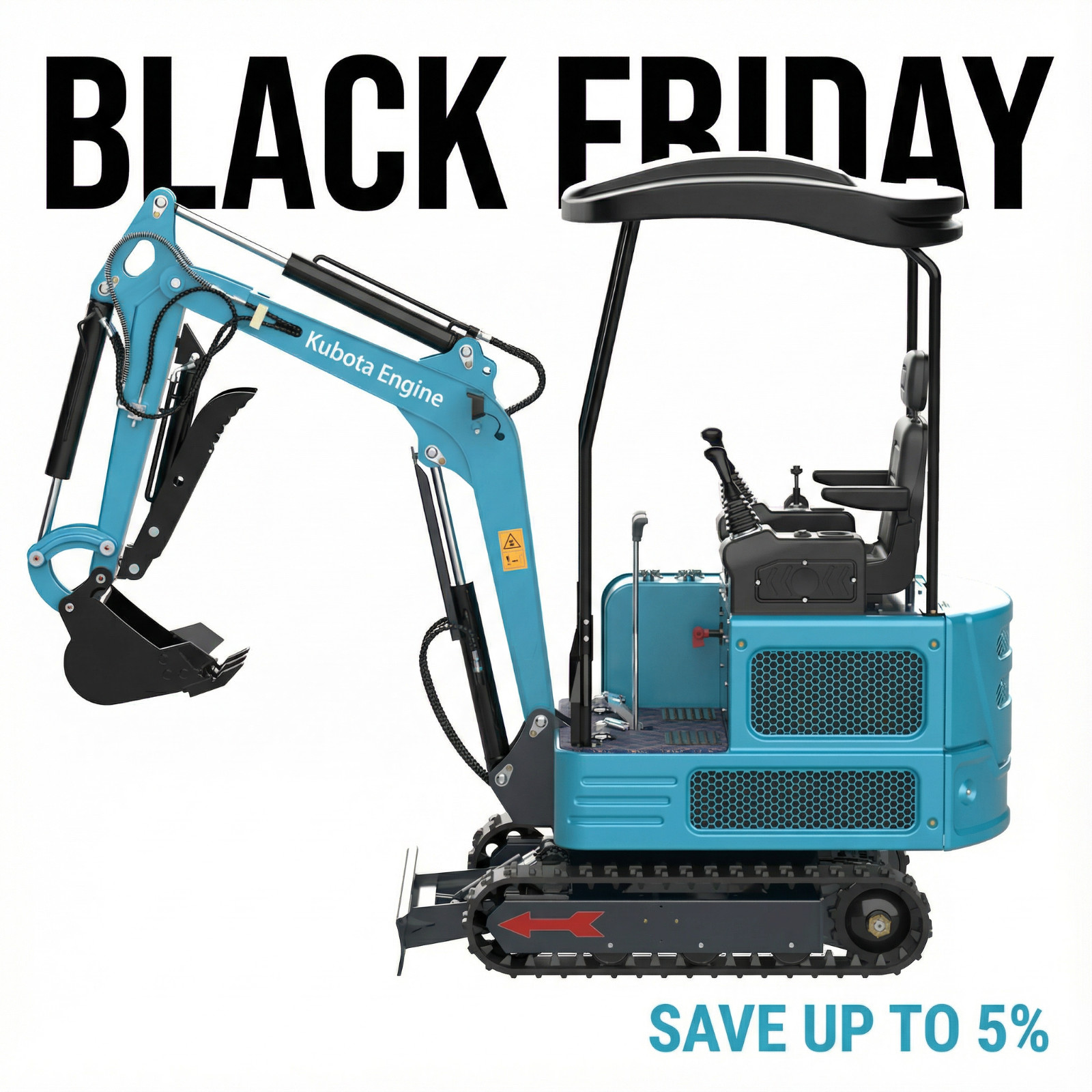 1.8Ton Kubota Mini Excavator – Water-Cooled, Low Maintenance,  for Garden，EPA