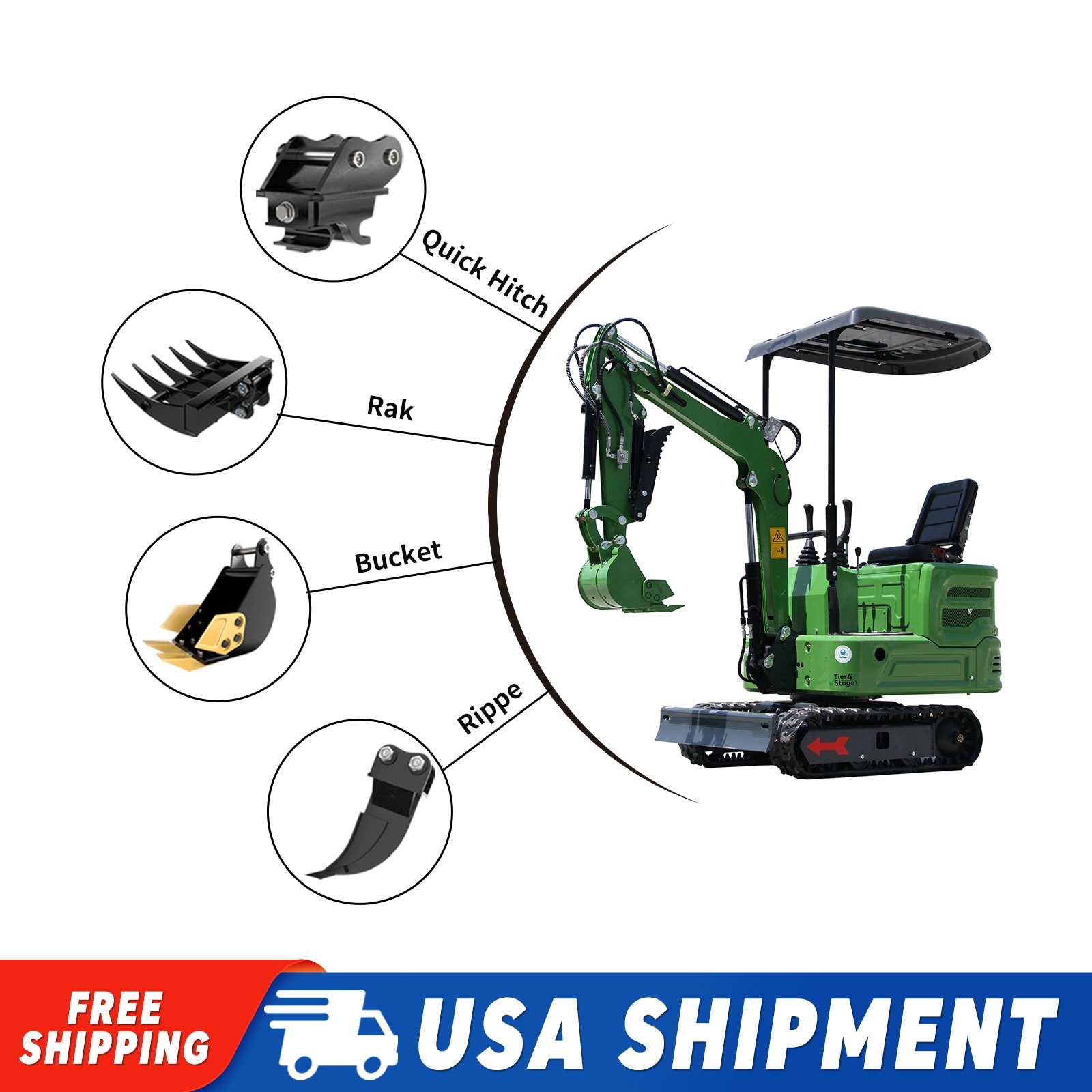 Free delivery.Mini excavator.Biltong engine.Four sets of accessories are include