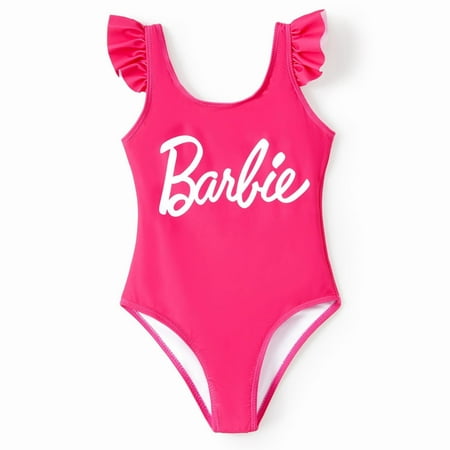 Barbie Girls One Piece Swimsuit Roseo Letter Print Flutter Summer Swimsuit Sizes 2-12
