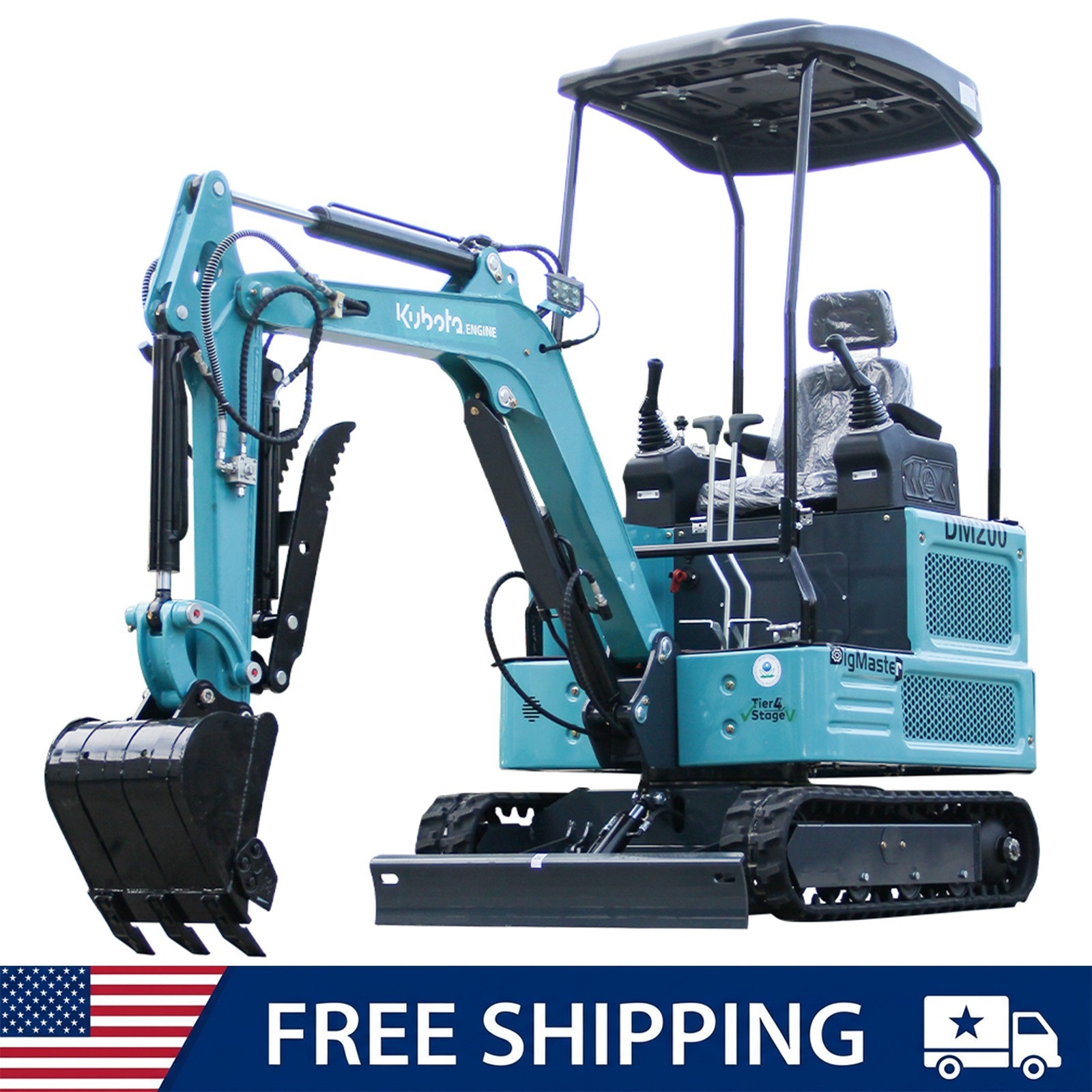 FREE SHIPPING 1.8Ton Mini Excavator Kubota Diesel 4000lb Crawler Tracke Digger