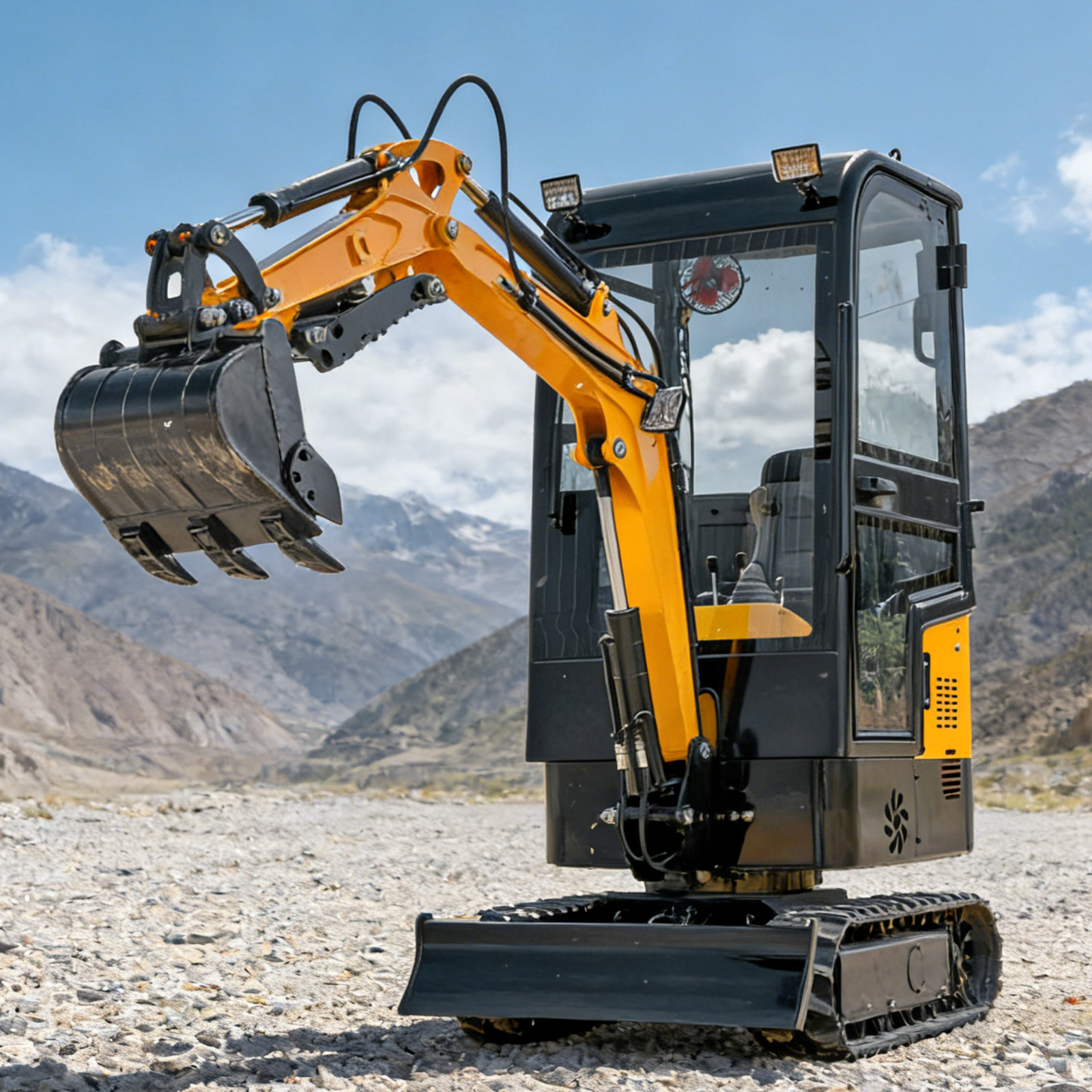 1.2Ton Enclosed Cabin Mini Excavator 13.5hp Gas Tracked Crawler B&S EPA Engine