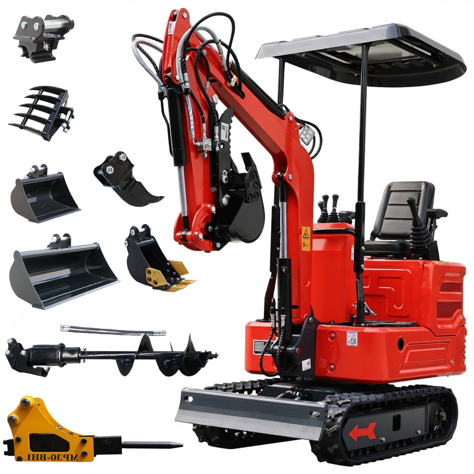 FREE SHIP 1.4Ton Diesel Mini Excavator Kubota Engine Crawler Digger 8 Attachment