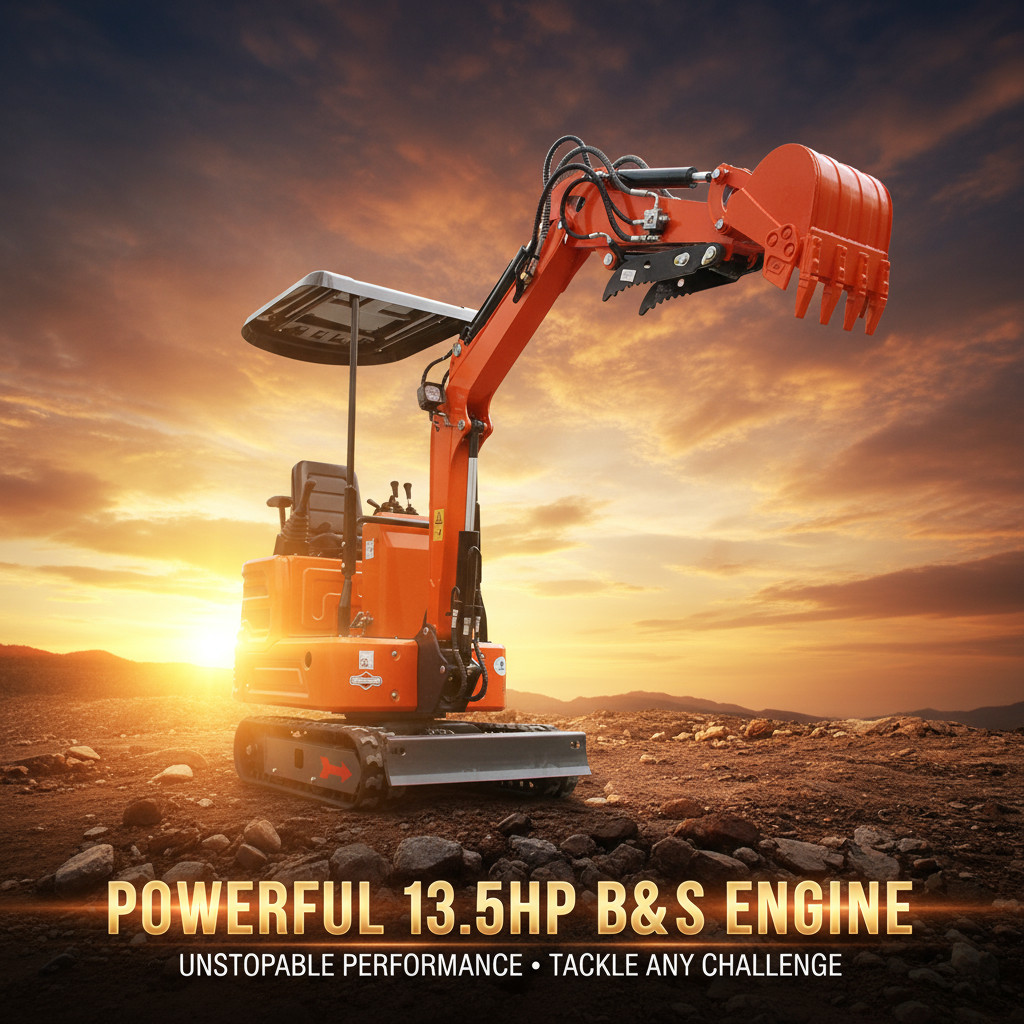 FREE SHIP 1 Ton Mini Excavator – Tracked with B&S Engine & Pilot Control System