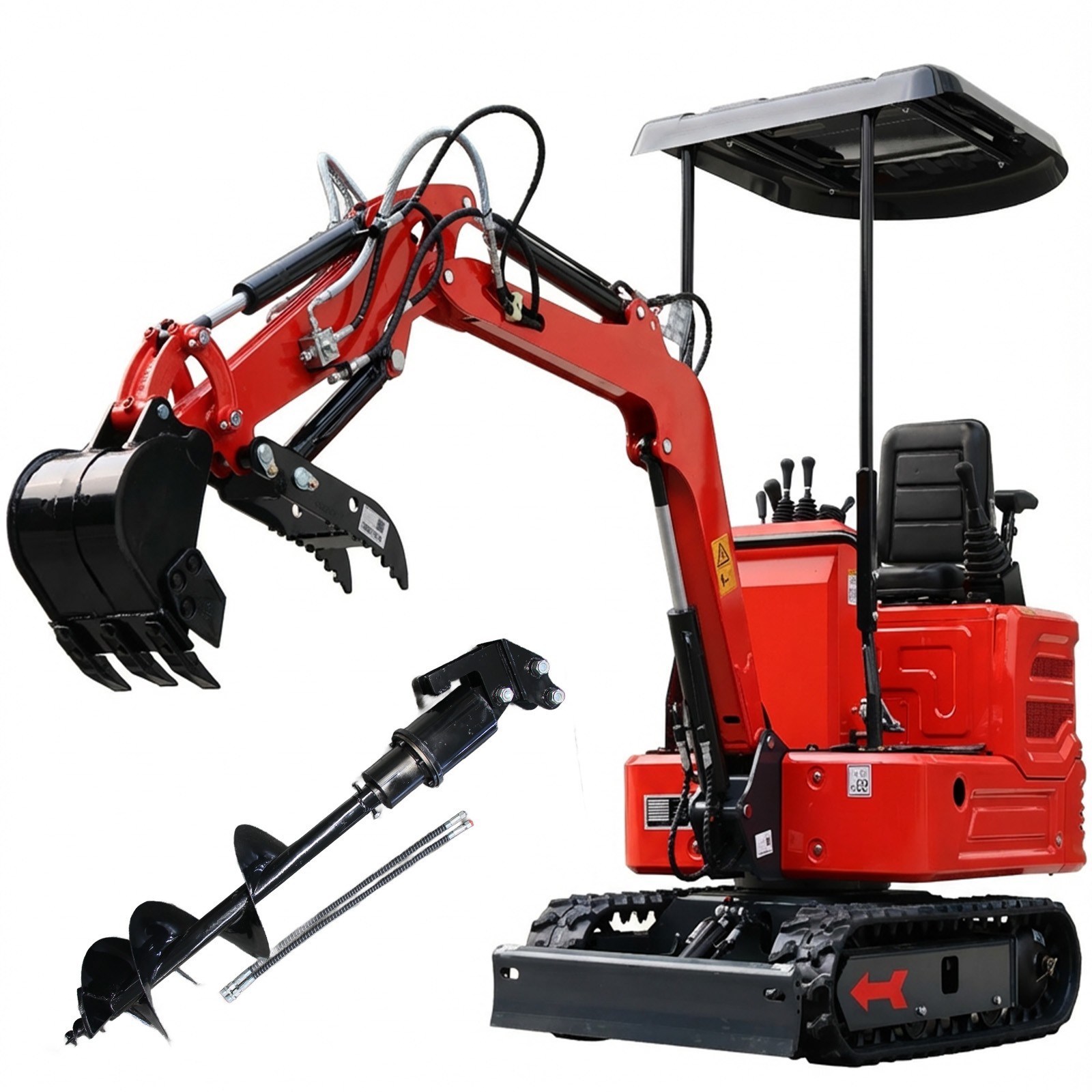 FREE SHIP 1.4Ton Diesel Mini Excavator Kubota Crawler Pilot Digger + 300mm Auger