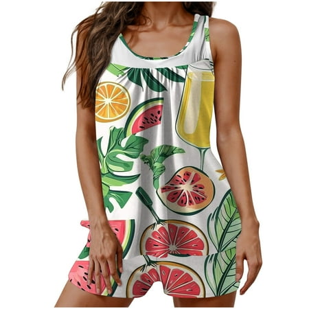 Buigttklop Tankini Swimsuits for Women 2025 Tummy Control Two Piece Bathing Suits with Sporty Swim Shorts