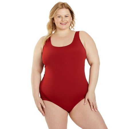 Sporti Plus Size HydroLast Chlorine Resistant One Piece, High Cut, Removable Cup (Women’s Plus)