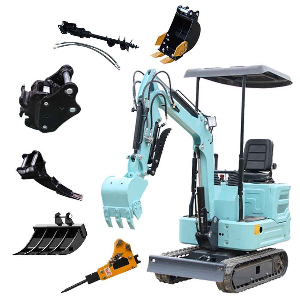 Mini Excavator 1.4Ton Track Diggers KUBOTA Diesel Engine  with 200mm Auger Drill