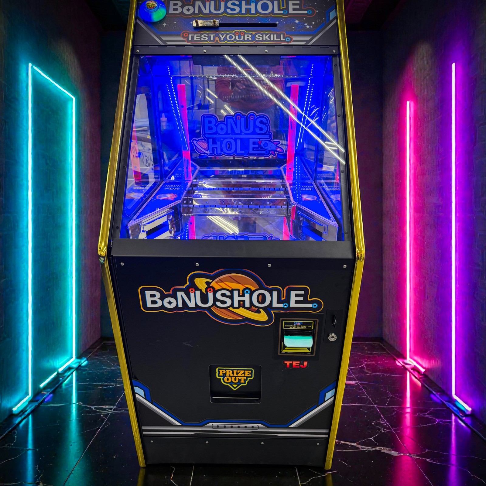 2026 TEJ Self Filling Hopper Coin Quarter Pusher Machine w/ Changer Bonus BLACK