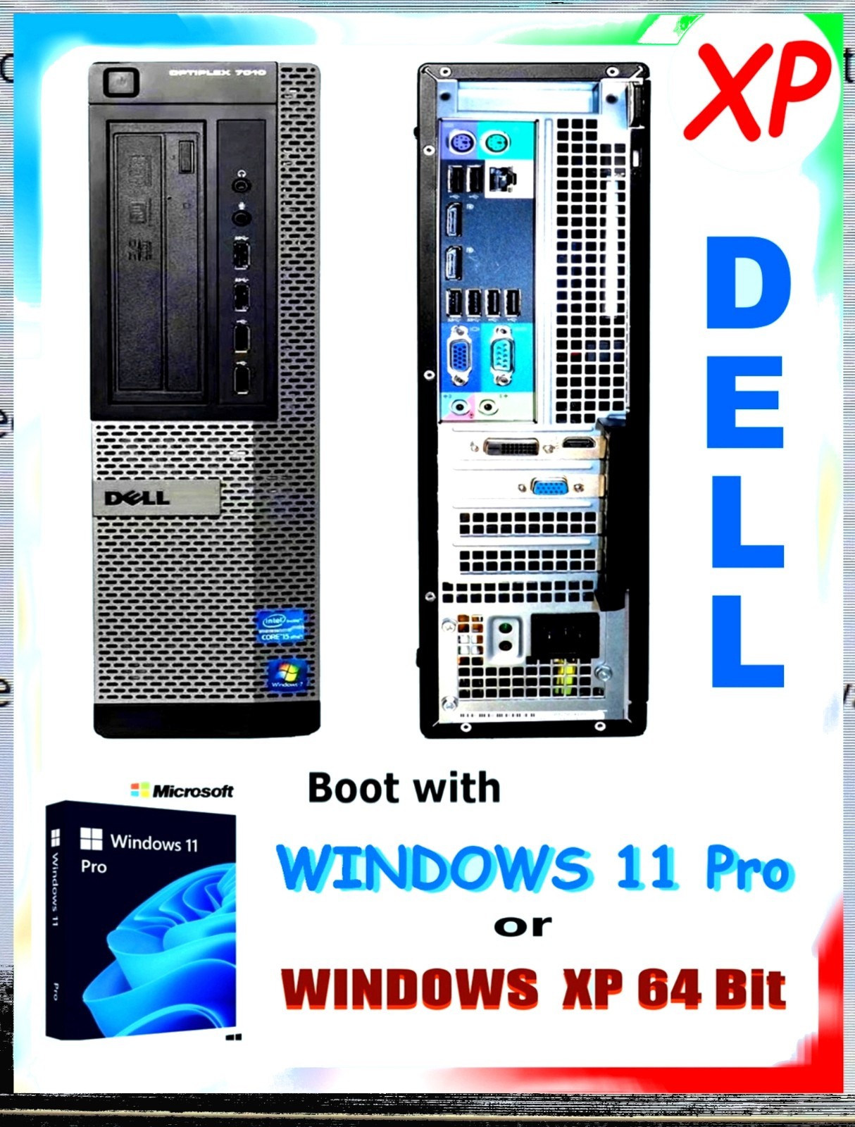 Boot with Windows 11 or XP 64 option✔️3TB SSD✔️Optiplex DT✔️i5 16GB✔️NvidiaGT730