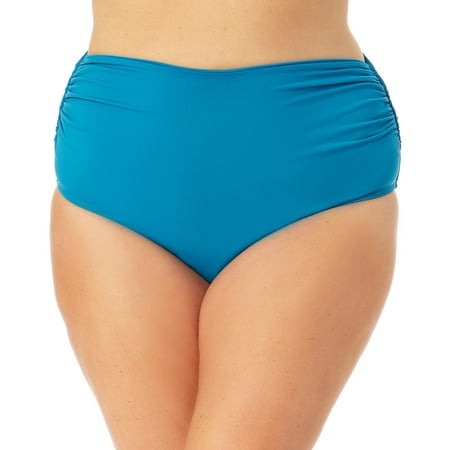 Anne Cole BLUE WAVE Plus Size High-Waist Bikini Swim Bottoms, US 20W