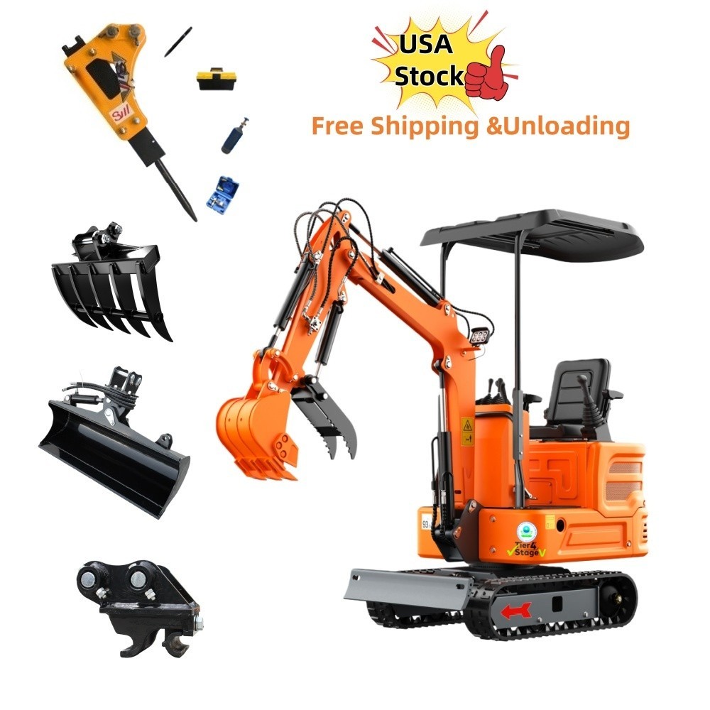 New 1 Ton Mini Excavator Gas Tracked B&S EPA Engine 13.5HP USA Stock Free Ship