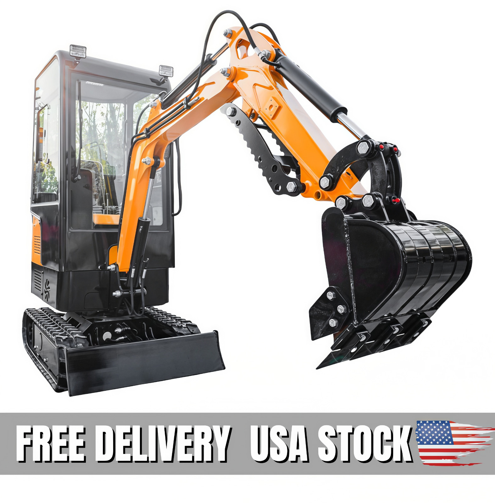 Free Unload MS10HCAB Enclosed Cab Mini Excavator 13.5hp 1.2Ton Gas EPA Engine