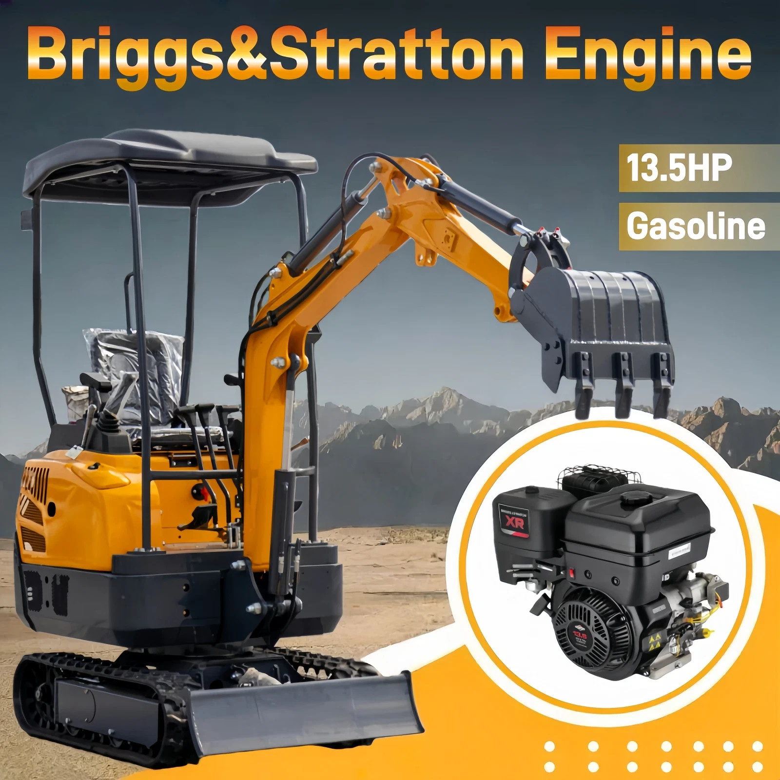 CA/NJ Pick Up 1.6Ton MINI EXCAVATOR With Hydraulic Pilot Control 13.5HP Engine