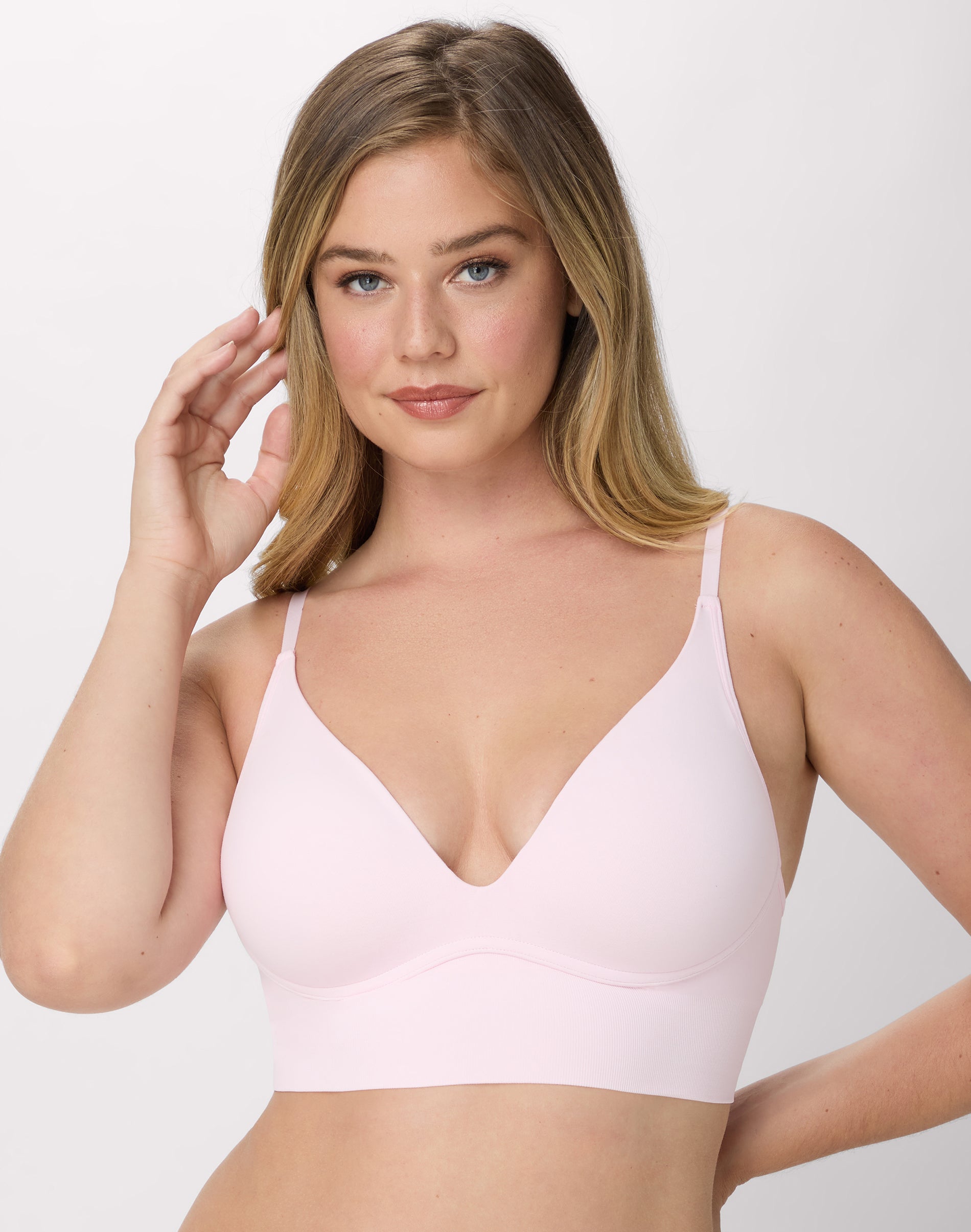 Maidenform M Seamless Push-Up Bra, Convertible Longline Bralette (Plus Size Available) Ballerina Slipper L Women’s