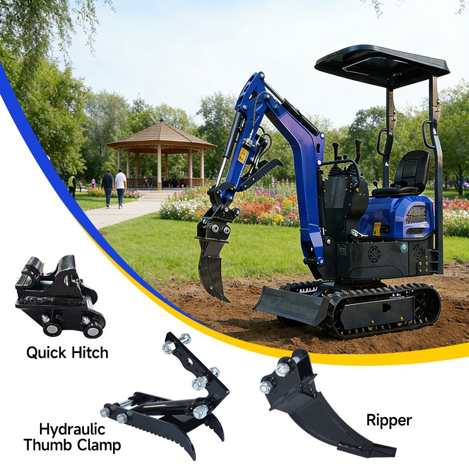 Mini Excavator 1Ton Diggers EPA Engine + 3 Attachments Excavator Free Delivery
