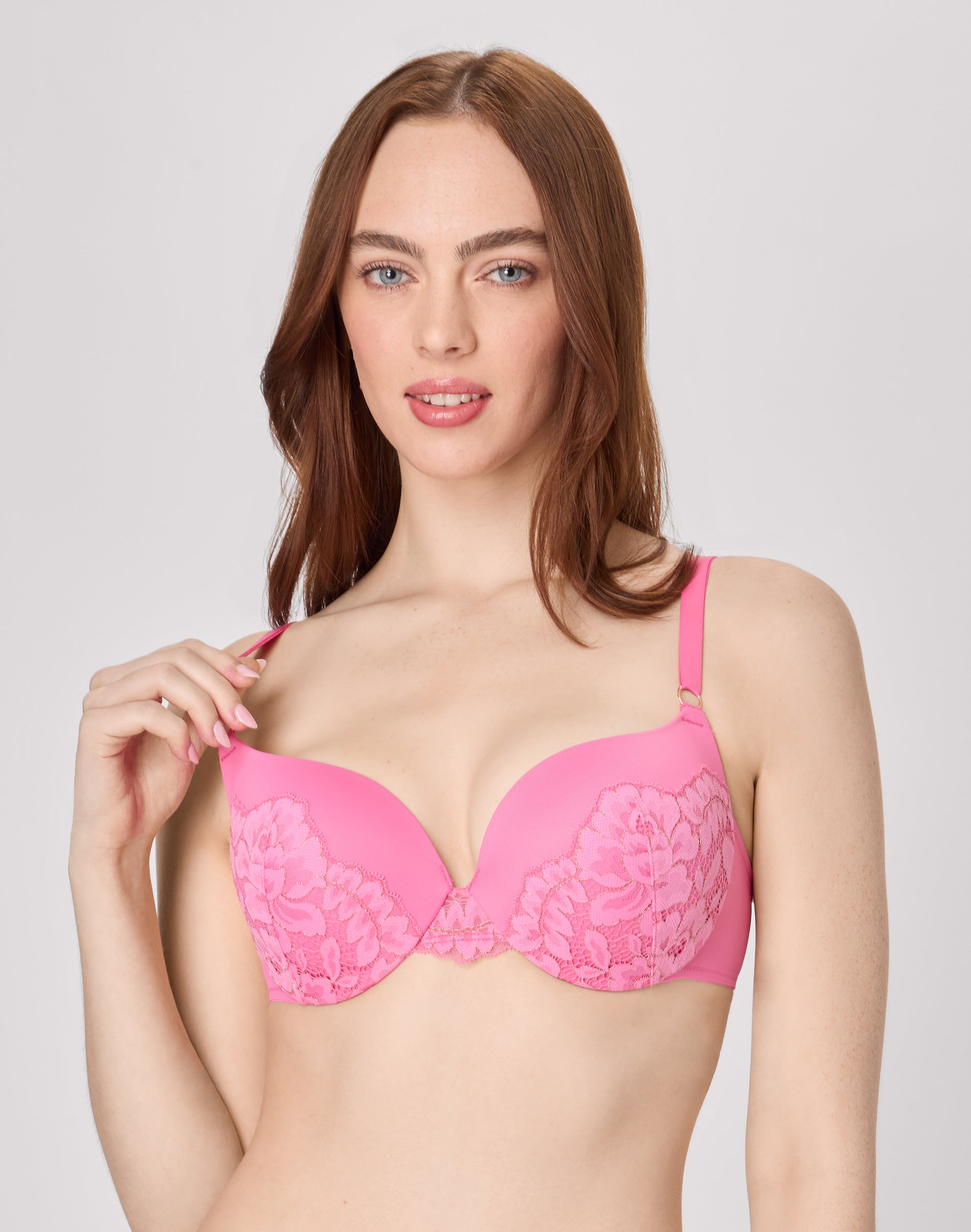 Maidenform Push Up & In Underwire Push-Up Bra Heirloom Pink W/ Gold 34B Women’s