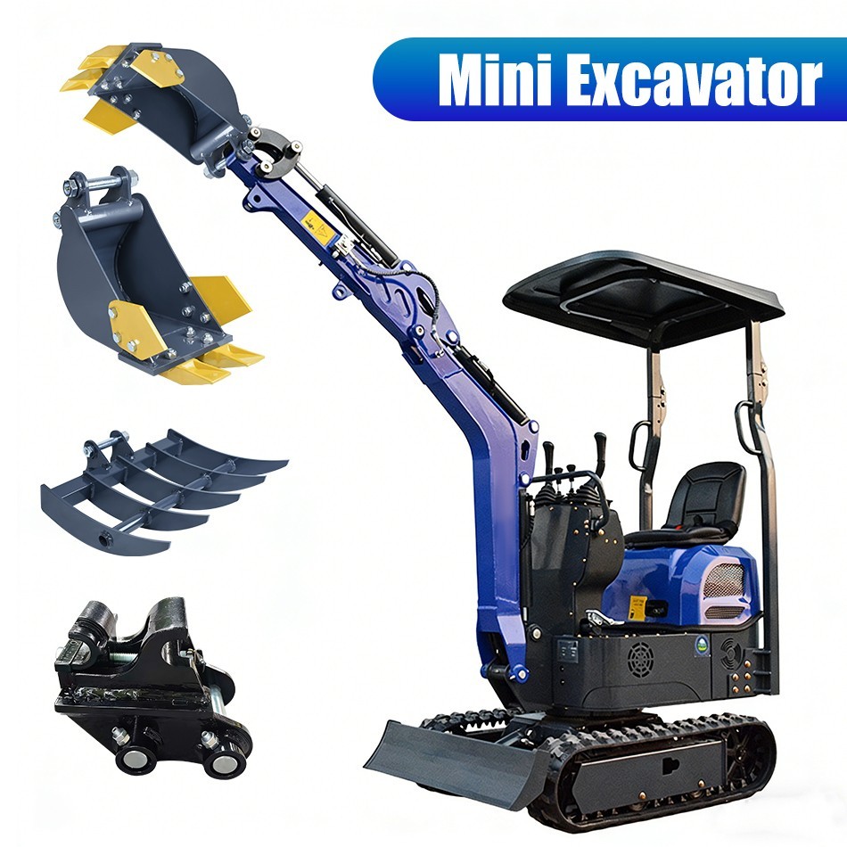 Free Ship Mini Excavator 2200lb Mini Digger 12Hp EPA engine with 3 Attachment