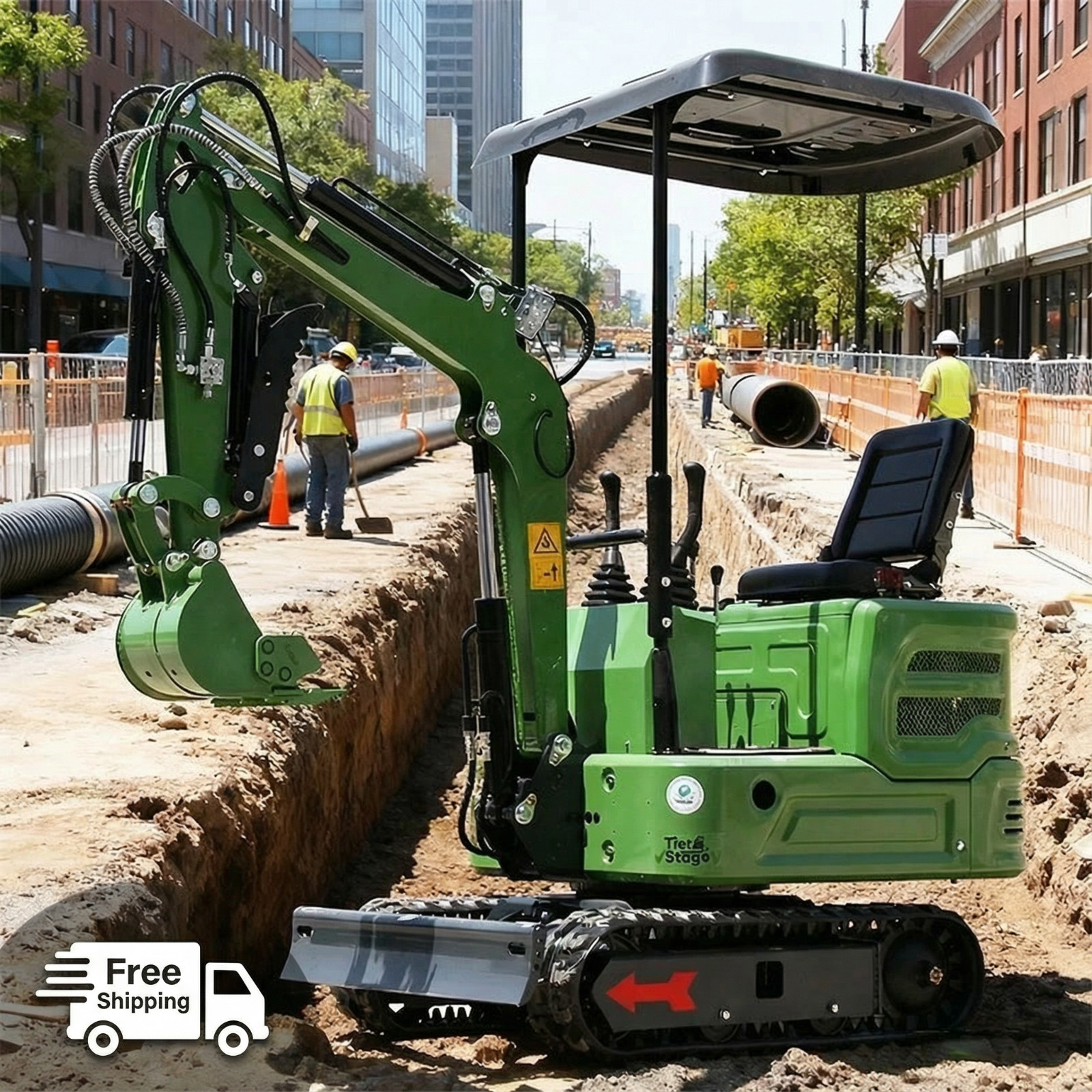 1 Ton Mini Excavator 13.5HP Hydraulic Compact Tracked Digger For Sale Free Ship