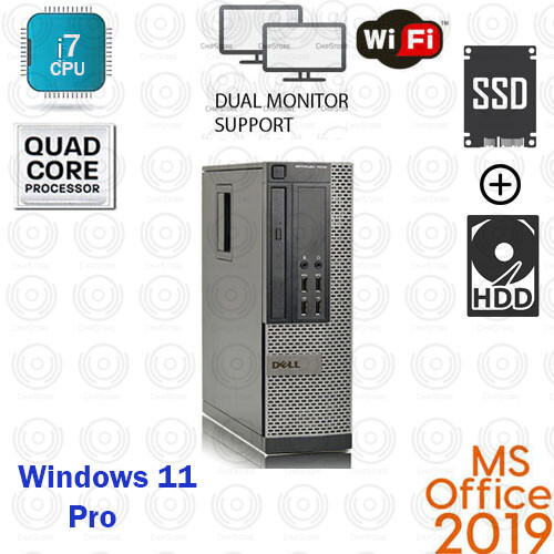 WINDOWS 11 PC Dell Desktop Computer PC DVD Core i7 3.4 GHZ SSD OFFICE 2019