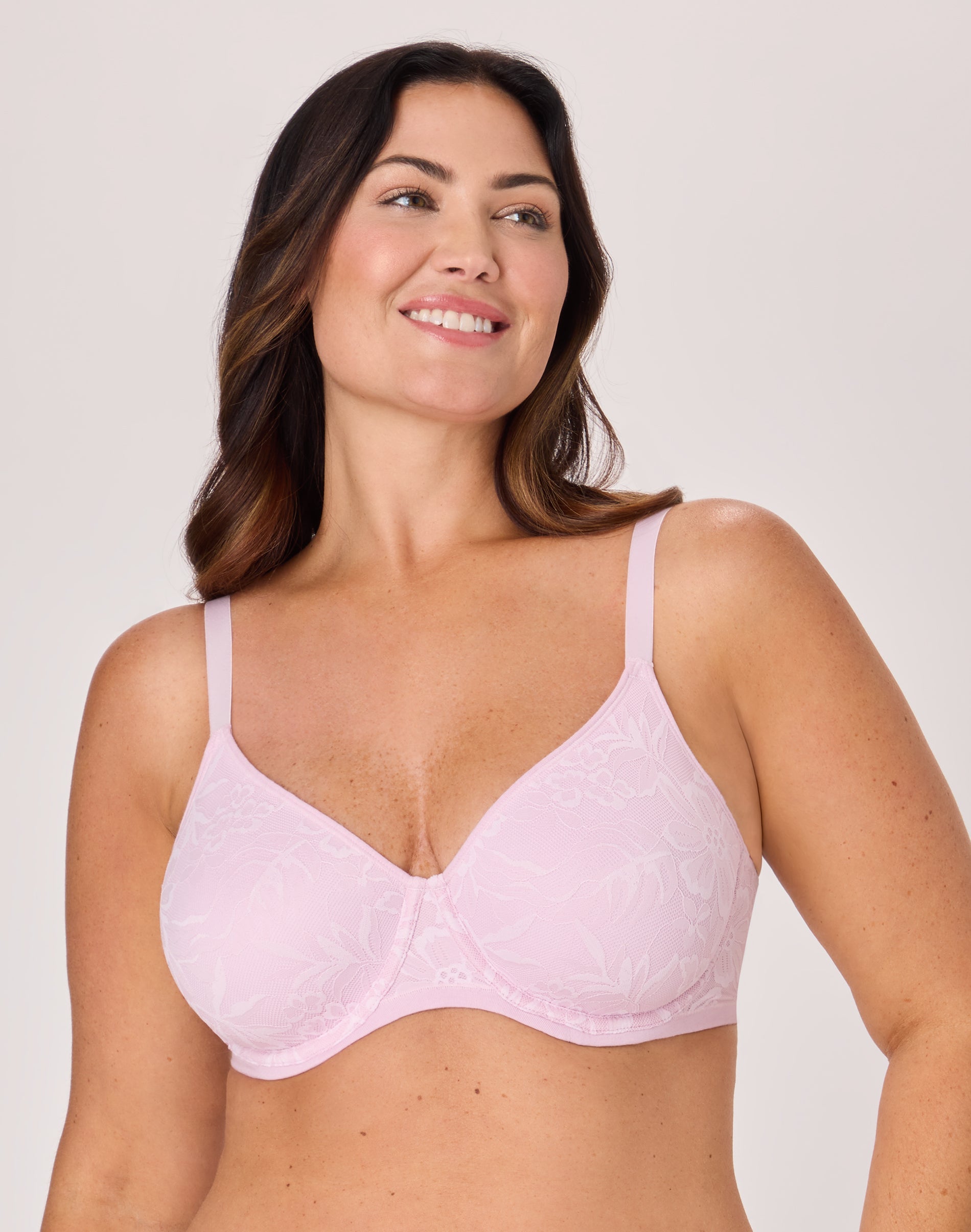 Bali Breathe Cotton Modal Lace Underwire Bra Raspberry Icing 40DD Women’s