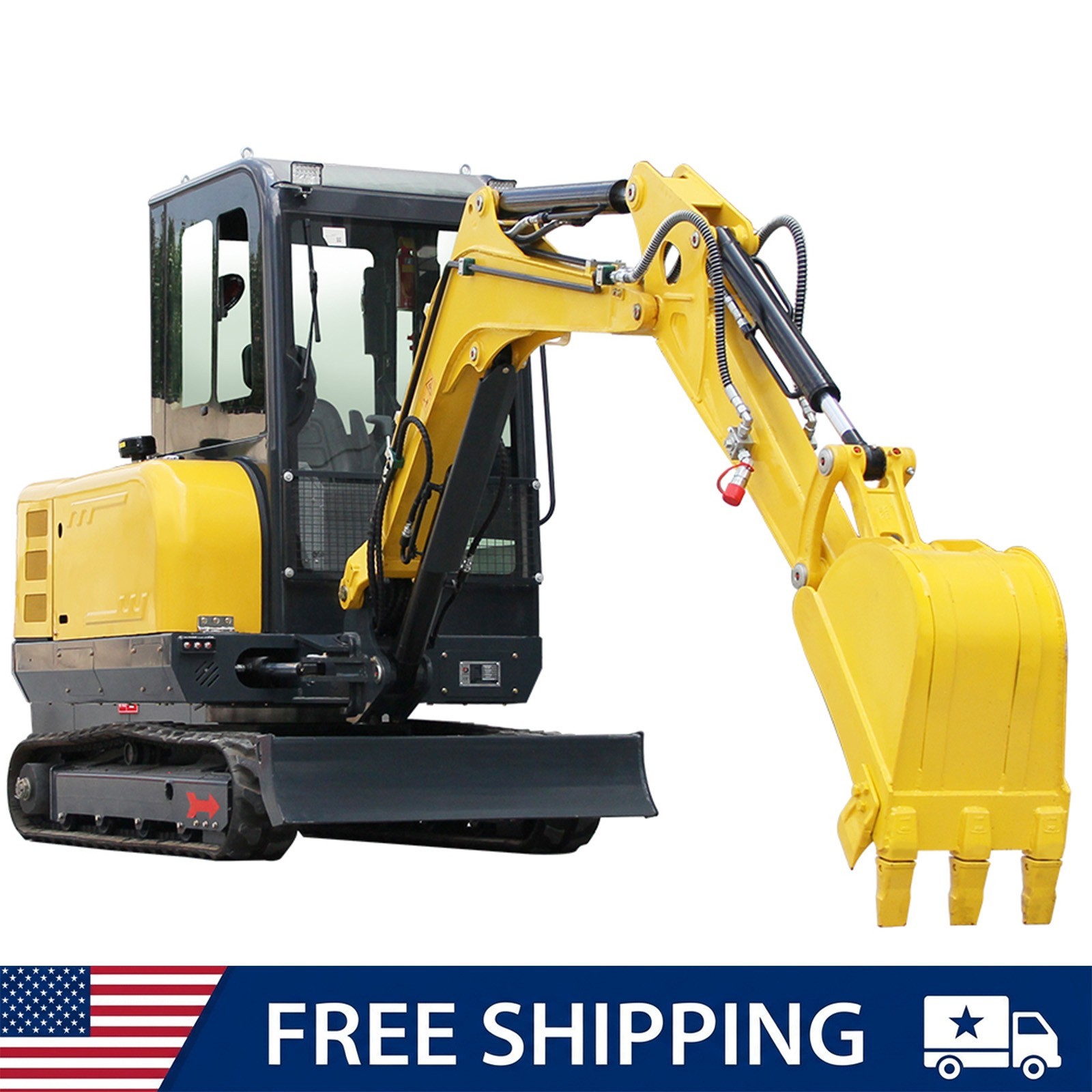 FREE SHIP 3.5Ton Kubota Diesel 25HP Mini Excavator Cab Air Conditioning 7700lb