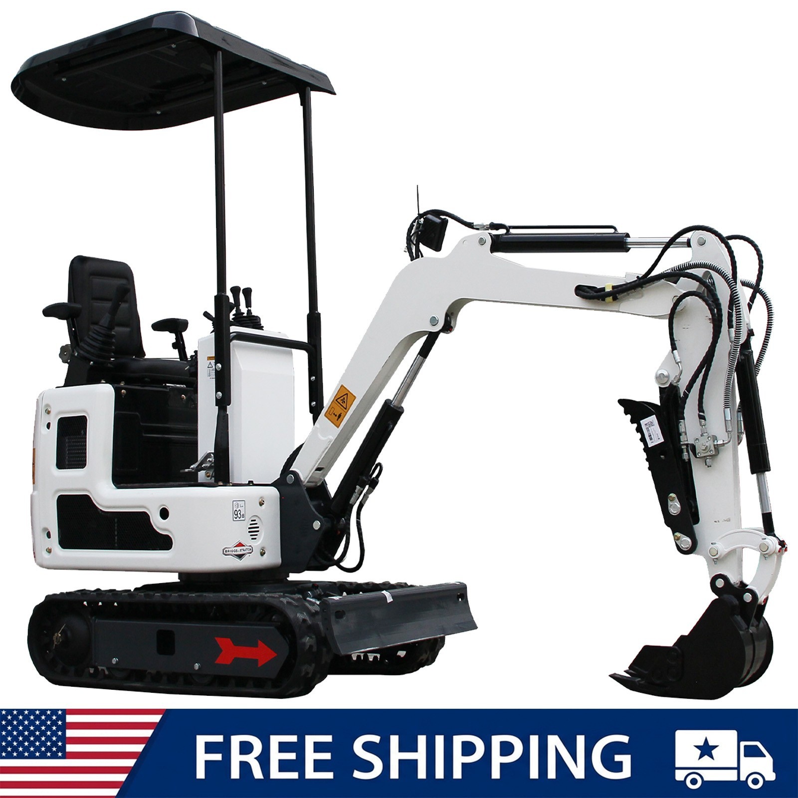 FREE SHIP 1Ton Mini Excavator B&S 13.5HP Crawler Digger Pilot Hydraulic Thumb