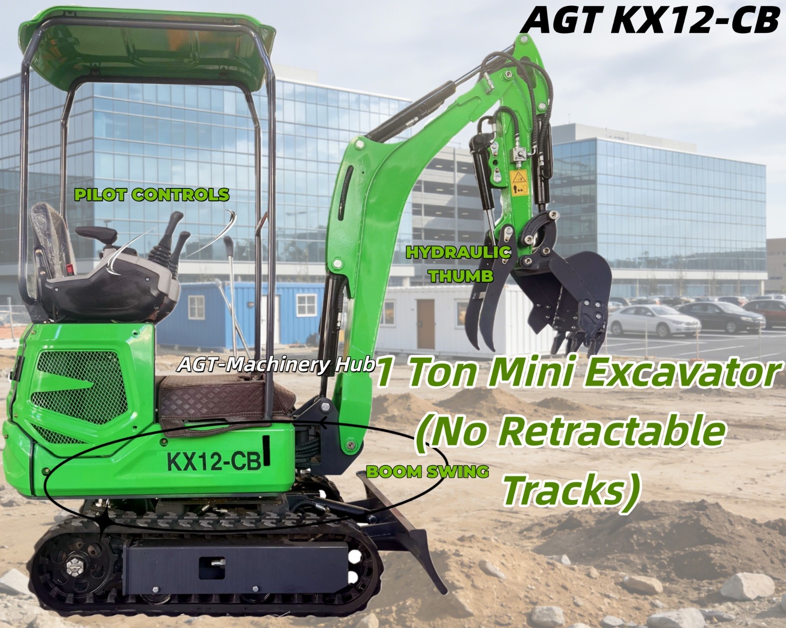 AGT KX12-CB 13.5HP Mini Excavator Digger Gas B&S Engine Smooth Pilot Control