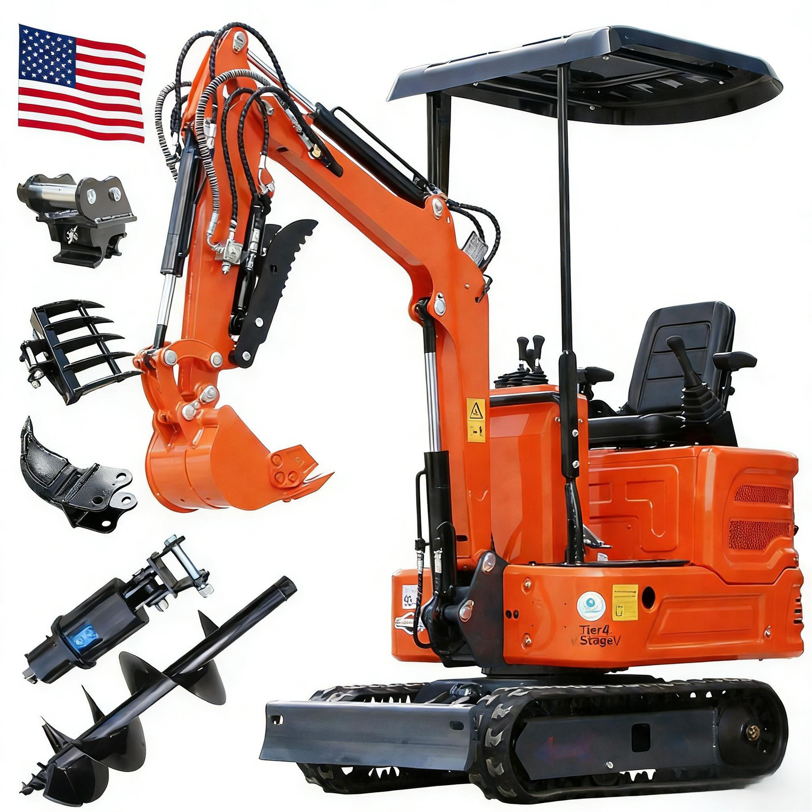 FREE SHIP  1 Ton Mini Excavator Hydraulic Thumb Crawler Tracked Digger B&S Gas