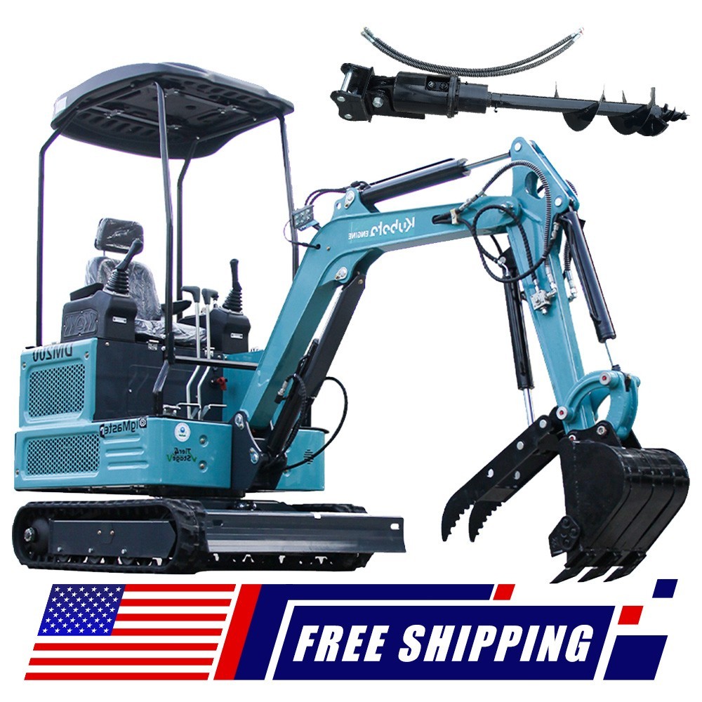 FREE SHIP Kubota 1.8Ton Mini Excavator 4000lb Crawler Track Small Digger + Auger