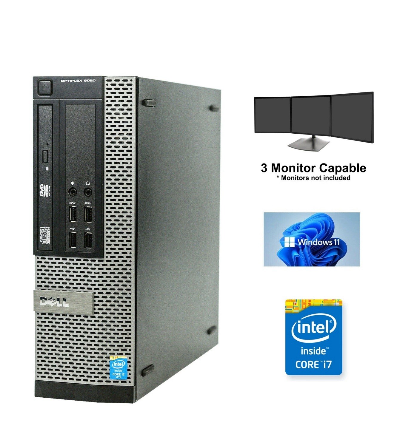 Dell OptiPlex 9020 SFF i7 32GB 500GB SSD & 4TB HDD Windows 11 Pro, WiFi & Office