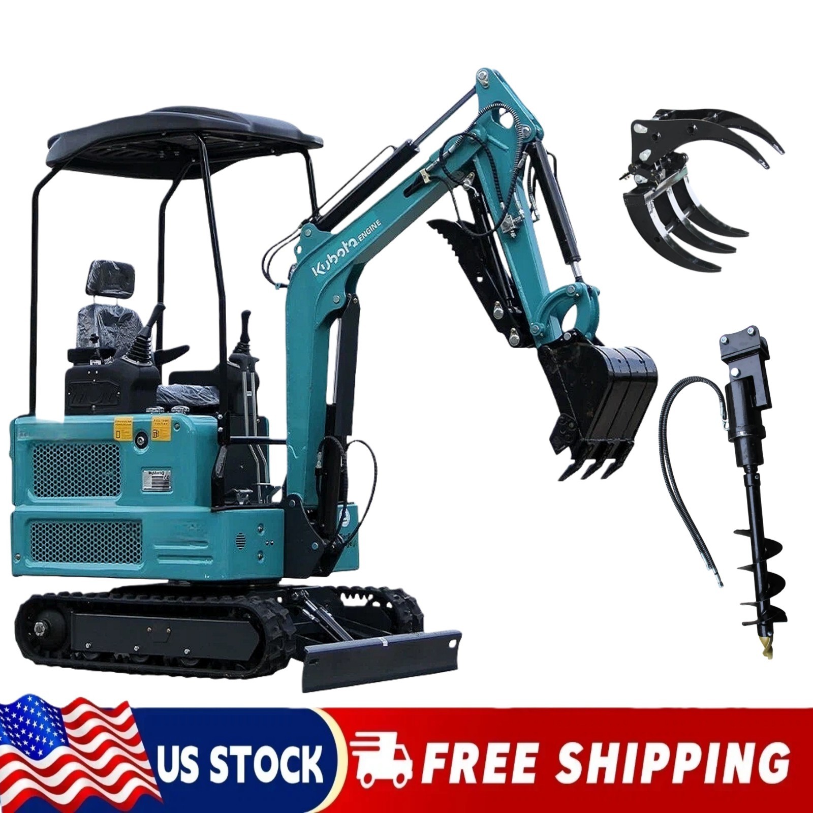 FREE SHIP Mini Excavator 4000lbs Kubota EPA Superior Hydraulics 2 Accessories