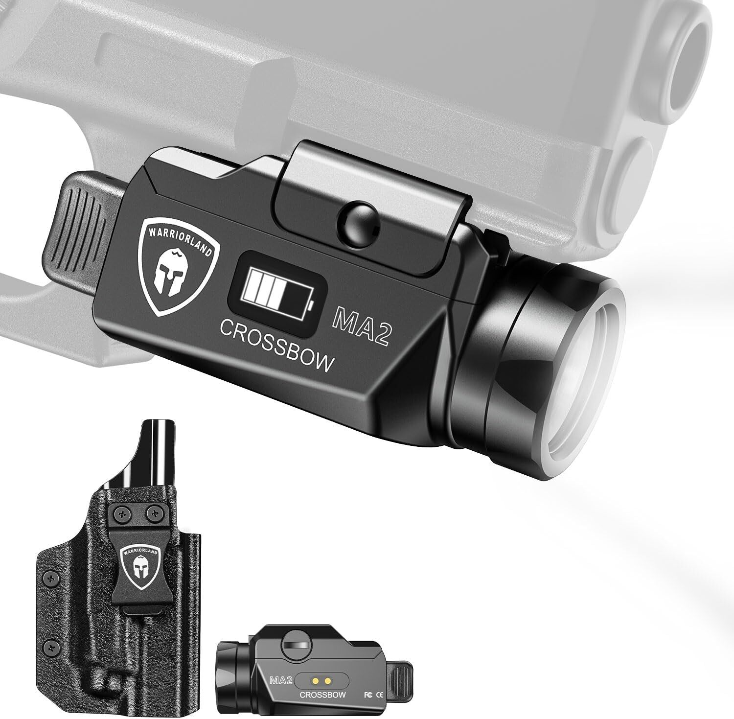 Universal Light with Glock 17/19 KYDEX Holster Combo, 800 Lumens Pistol Light