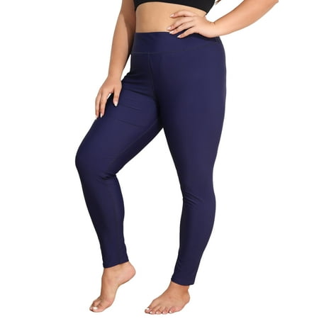 Sociala Womens Plus Size High Waisted Swim Pants Sporty Swimming Leggings UPF 50+ Swimsuit Bottoms