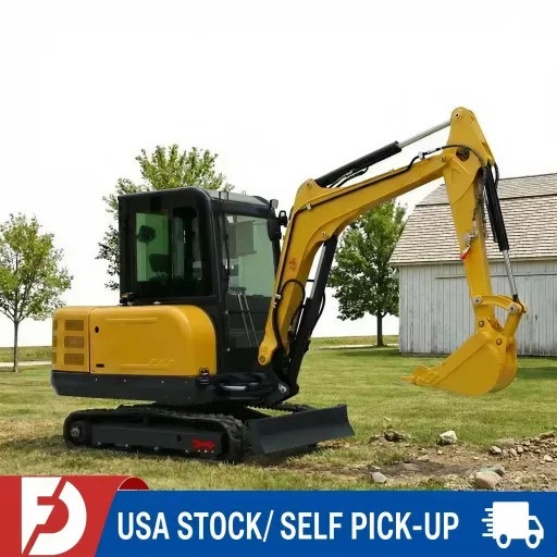 Local Pick Up 3.5Ton Mini Excavator Crawler Digger Kubota V1505 Diesel 25HP