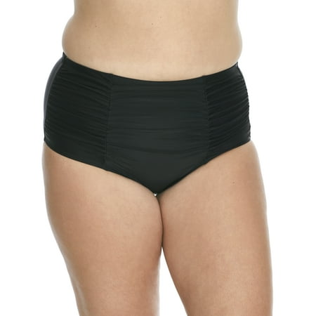 Women’s Raisins Curve G840061 Plus Size Calina Solids Costa Swim Bottom (Black 24W)