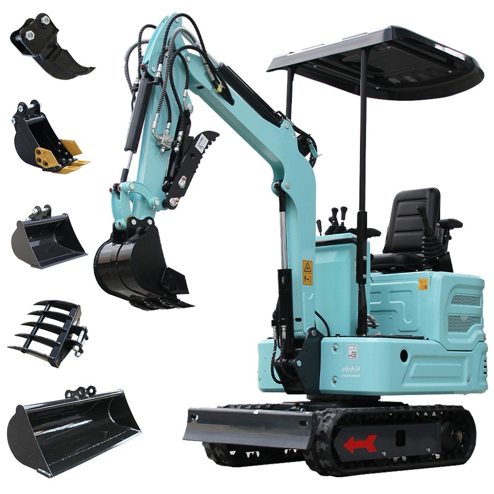 FREE SHIP 1.4Ton Mini Excavator Diesel Kubota Crawler Digger with 5Attachment