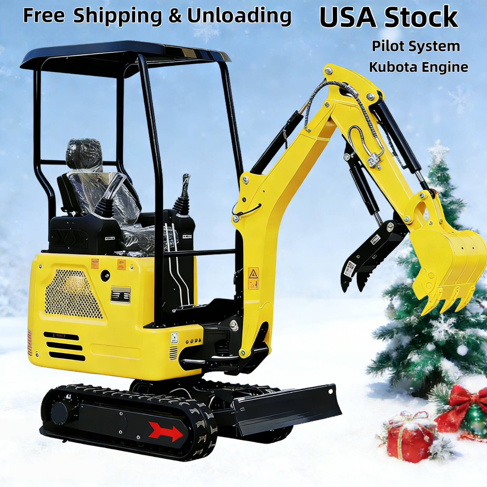 1.8Ton Mini Excavator Kubota Diesel Engine with Pilot Control Side Swing USA NEW