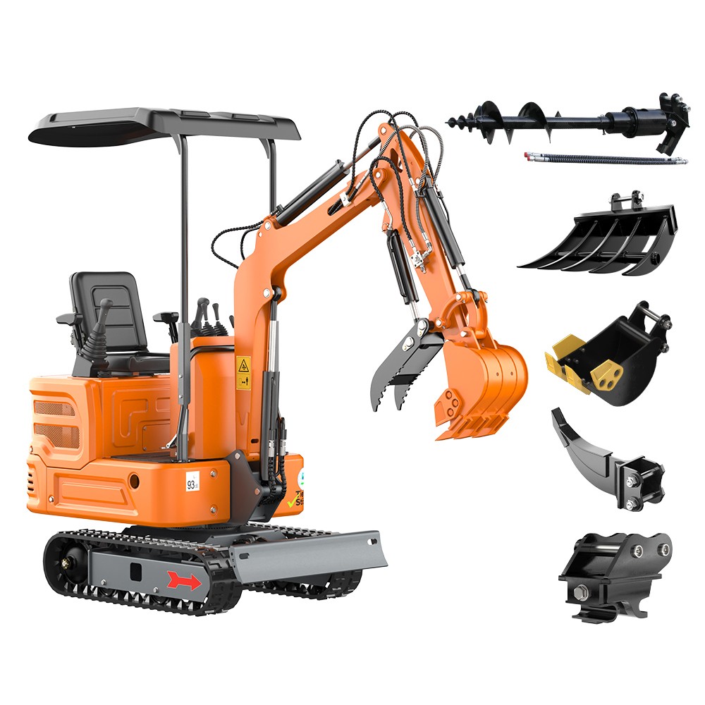 Mini Excavator 1Ton Mini Digger 2000lb 13.5hp Gas Tracked Crawler B&S EPA Engine