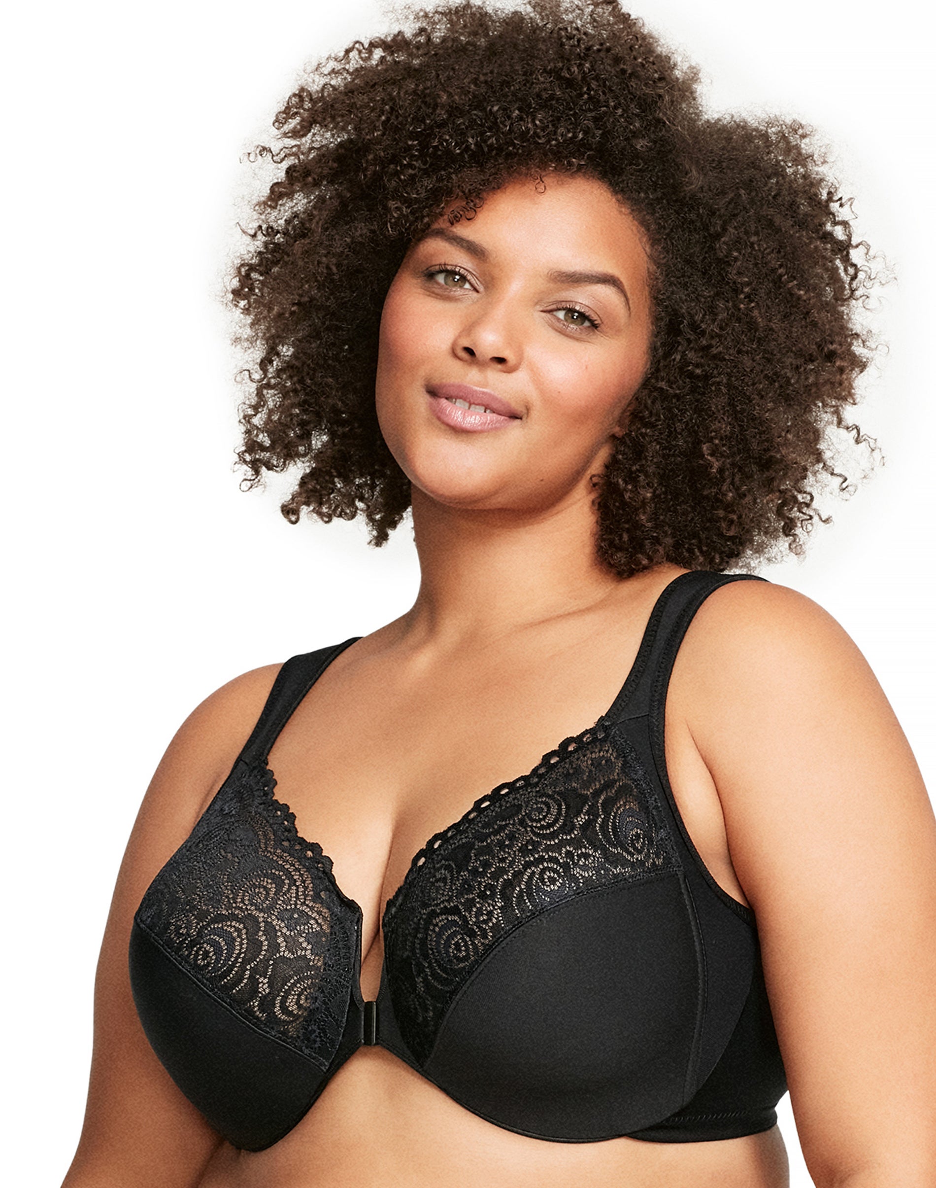 Glamorise Full Figure Plus Size WonderWire Front Close Bra Black 34DD Women’s