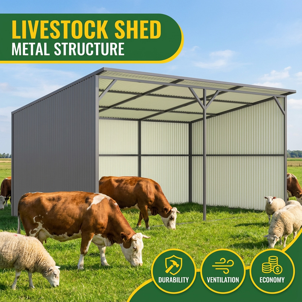 Free Shipping 20’x12′ Galvanized Metal Livestock Shelter Building for Farm USA