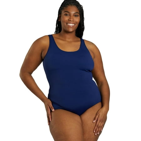 Sporti Plus Size HydroLast Chlorine Resistant One Piece, High Cut, Removable Cup (Women’s Plus)